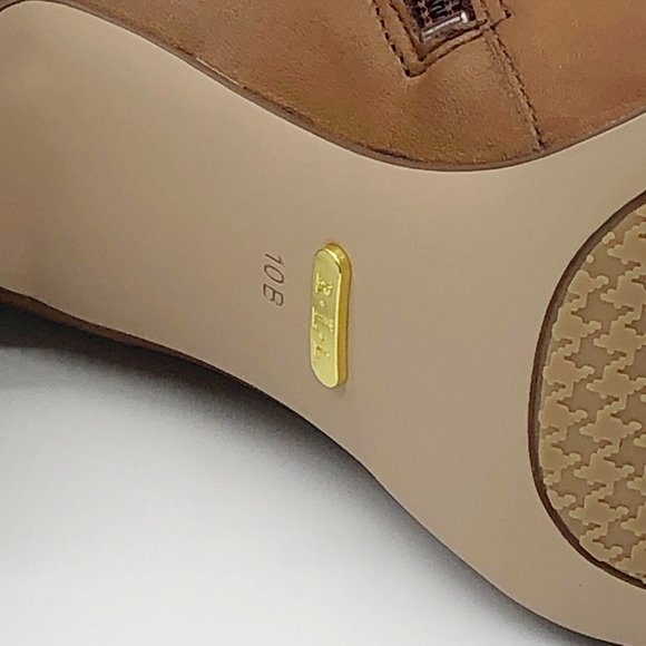 Lauren Ralph Lauren caramel colored leather Brin ankle boots with 3-4" heel - Picture 9 of 15